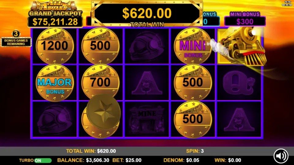 Coin symbol revealing a Credit Prize during the All Aboard Feature bonus game